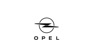 Logo marki samochodu Opel. Błyskawica w okręgu, poniżej napis OPEL.