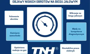 Objawy niskich obrotów (rpm co to): falowanie, gaśnięcie, opóźniona reakcja na gaz, wibracje, błędy komputera, niestabilna praca elektryki.