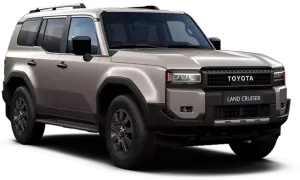 Nowy, masywny Toyota Land Cruiser, czyli jeep marzeń, gotowy na każdą wyprawę.