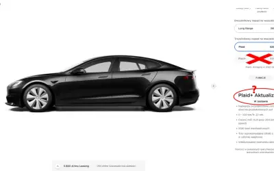 Czarny Tesla Model S Plaid, elektryczny sedan z napędem na wszystkie koła, z ceną 529.990 zł.