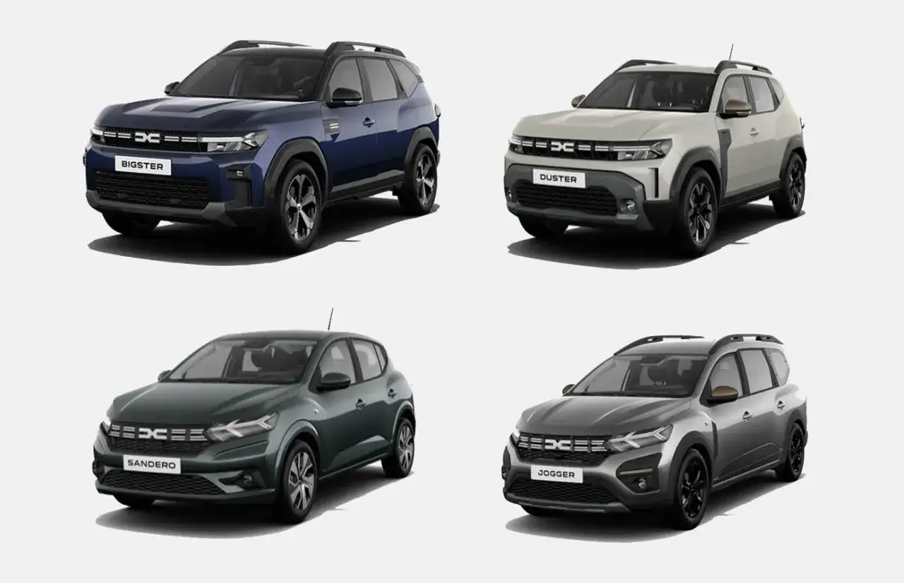 Cztery modele Dacia: Bigster, Duster, Sandero i Jogger. Duster i Bigster to SUV-y, a Sandero i Jogger to samochody miejskie. Dacia 4x4 to świetny wybór dla miłośników przygód.